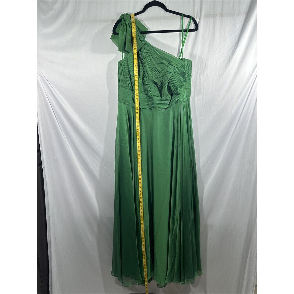 NWD $398 Mac Duggal [ 14 ] Pleated One‎ Shoulder Chiffon Gown Green #G1782 - Picture 6 of 16